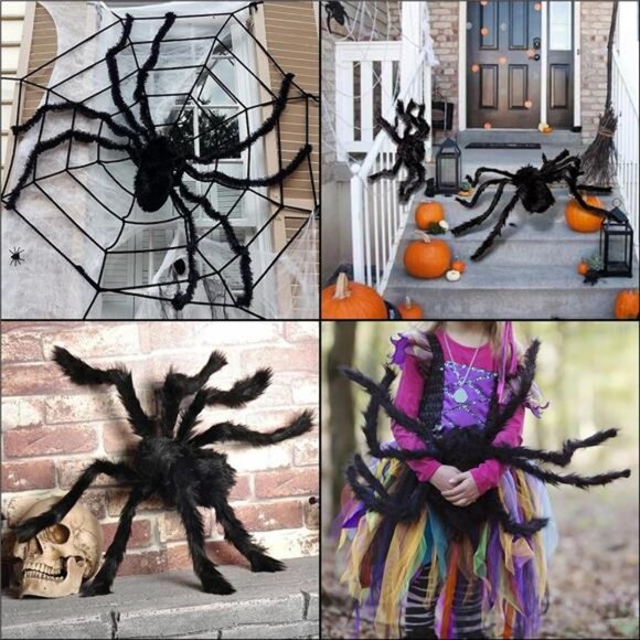 8 Pcs Large Spiders Halloween Decorations Outside Giant...